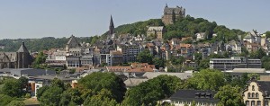 Panoramablick auf Marburg mit Schloß und Alstadt