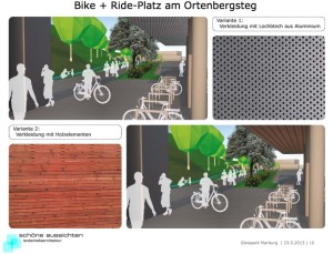 Bike- und Ride-Analge am Ortenbergsteg. Entwurf Büroschöne aussichten