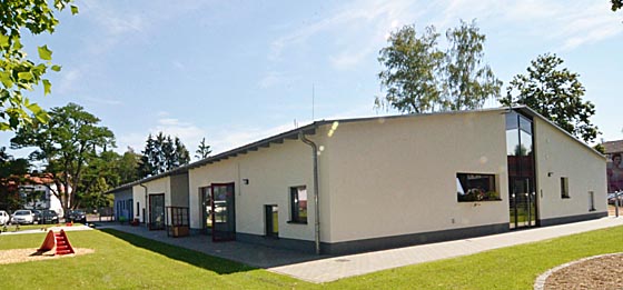 Gebäude der neuen Uni-KiTa am Schwanhof. Foto Reinhold Eckstein.