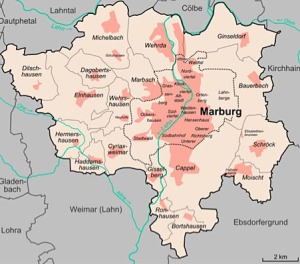 Karte Stadtteile Marburg Lencer:Wikipedia Commons
