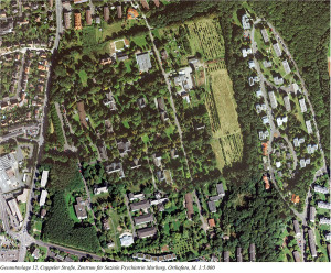 Luftbild von der Gesamtanlage Vetos, Zentrum für soziale Psychiatrie. Quelle Denkmaltopografie Marburg