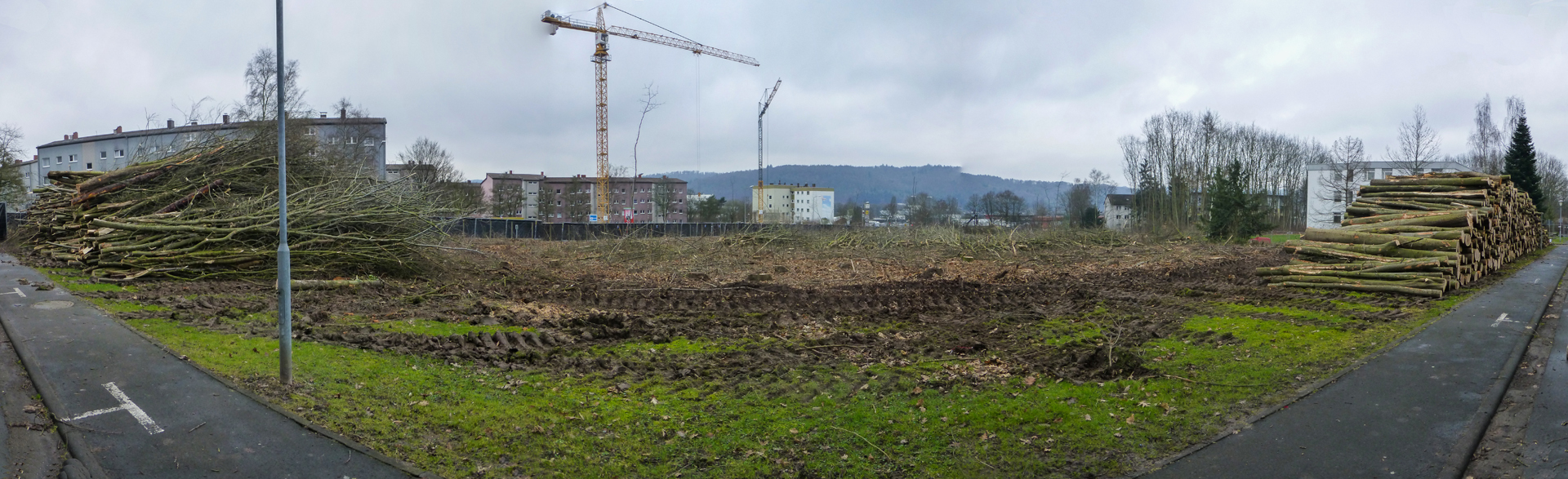 Panoramaansicht vom Vetos-Gelände nach der Rodung.