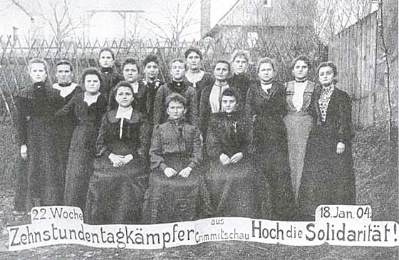 Solidaritätspostkarte zum Streik in Crimmitschau (1903/04). Quelle Wikipedia