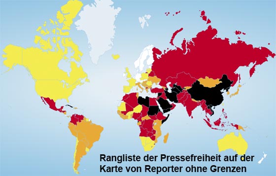 Karte Rangliste der Pressefreiheit