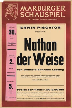 Vier Gastinszenierungen brachte Erwin Piscator in Marburg auf die Bühne. Plakat Marburger Schauspiel