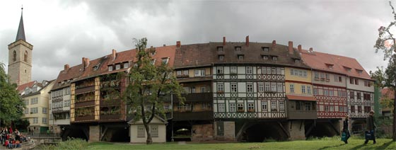 Panoramaansicht der Krämerbrücke in Erfurth. Bildquelle Wikimedia