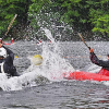 Heute und morgen Turnier für Kanupolo auf der Lahn