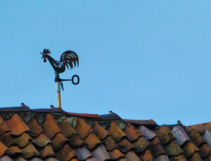 Dachlandschaft mit Wetterhahn